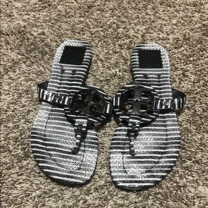 Tory Burch Navy and White Sandals